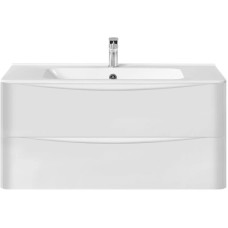 Тумба с раковиной белый глянец 100 см Vincea Paola VMC-2P100GW + VCB-2VP100W