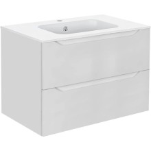 Тумба с раковиной белый глянец 81 см Vincea Norma VMC-2N800GW + VCB-2N800W