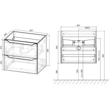 Тумба с раковиной бетон 61 см Vincea Norma VMC-2N600BT + VCB-2N600W