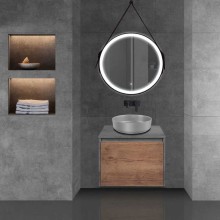 Тумба с раковиной дуб табачный/бетон 60 см Vincea Mesa VMC-2MS600TB + VBS-104MG