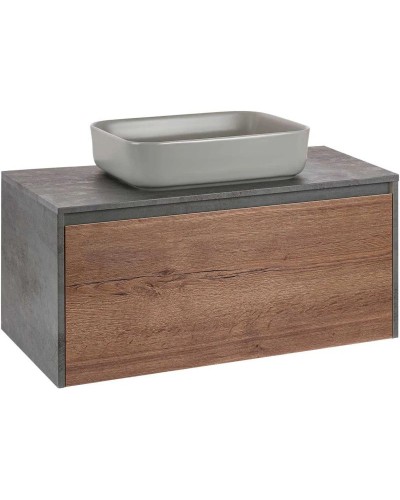 Тумба с раковиной дуб табачный/бетон 100 см Vincea Mesa VMC-2MS100TB + VBS-105MG