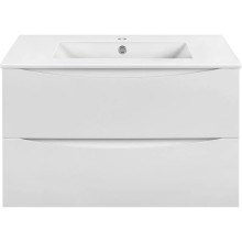 Тумба с раковиной белый глянец 81,5 см Vincea Mia VMC-2MC800GW + VBS-13980