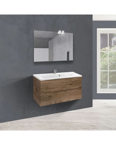 Тумба с раковиной дуб винтаж 90 см Vincea Mia VMC-2MA900VO + VCB-3M900W