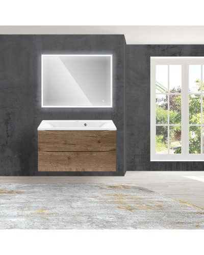 Тумба с раковиной дуб винтаж 90 см Vincea Mia VMC-2MA900VO + VCB-3M900W