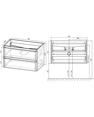 Тумба с раковиной белый глянец 79,4 см Vincea Vico VMC-2V800GW + VCB-2VP800B