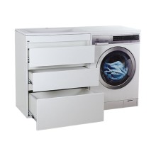 Фостер - 70 Тумба напольная 3 ящ. под стиральную машину, белая / раковина левая