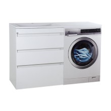 Фостер - 70 Тумба напольная 3 ящ. под стиральную машину, белая / раковина левая