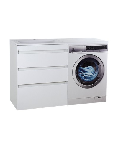 Фостер - 70 Тумба напольная 3 ящ. под стиральную машину, белая / раковина левая