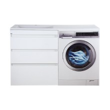 Фостер - 70 Тумба напольная 3 ящ. под стиральную машину, белая / раковина левая