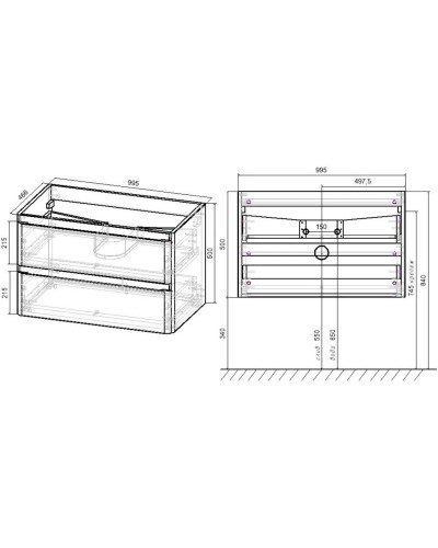 Тумба с раковиной бетон 100 см Vincea Vico VMC-2V100BT + VCB-2VP100W