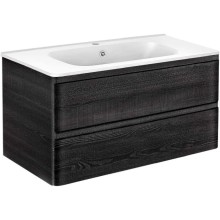 Тумба с раковиной черное дерево 100 см Vincea Vico VMC-2V100CN + VCB-2VP100W