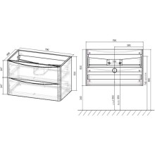 Тумба с раковиной темный дуб 79,4 см Vincea Paola VMC-2P800RW + VCB-2VP800G