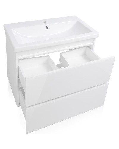 Тумба под раковину Style Line Даймонд 80 Люкс Plus подвесная Белый глянец