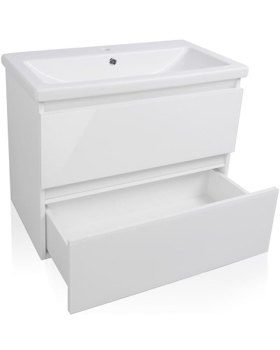 Тумба под раковину Style Line Даймонд 80 Люкс Plus подвесная Белый глянец