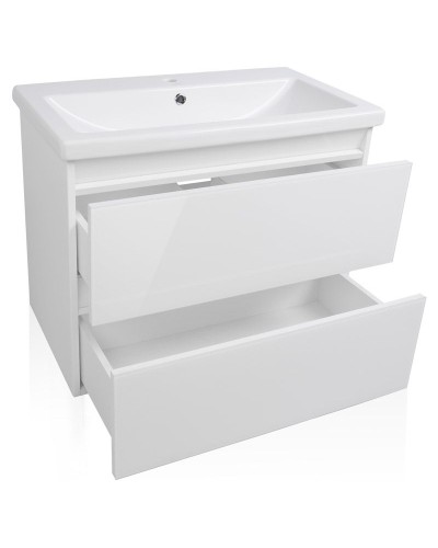 Тумба под раковину Style Line Даймонд 80 Люкс Plus подвесная Белый глянец
