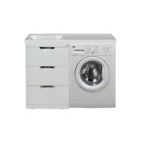 Куба - 50 Тумба 3 ящ. под стиральную машину белая эмаль  / раковина левая