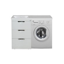 Куба - 50 Тумба 3 ящ. под стиральную машину белая эмаль  / раковина левая