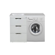 Куба - 50 Тумба 3 ящ. под стиральную машину белая эмаль  / раковина левая