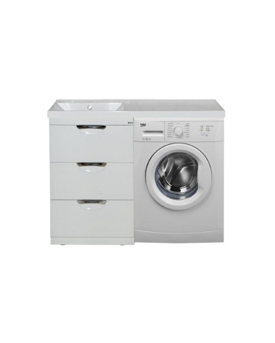 Куба - 50 Тумба 3 ящ. под стиральную машину белая эмаль  / раковина левая