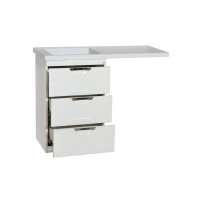 Куба - 50 Тумба 3 ящ. под стиральную машину белая эмаль  / раковина левая
