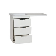 Куба - 50 Тумба 3 ящ. под стиральную машину белая эмаль  / раковина левая