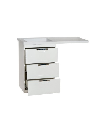 Куба - 50 Тумба 3 ящ. под стиральную машину белая эмаль  / раковина левая