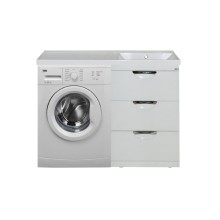 Куба - 50 Тумба 3 ящ. под стиральную машину белая эмаль  / раковина правая