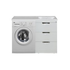 Куба - 50 Тумба 3 ящ. под стиральную машину белая эмаль  / раковина правая