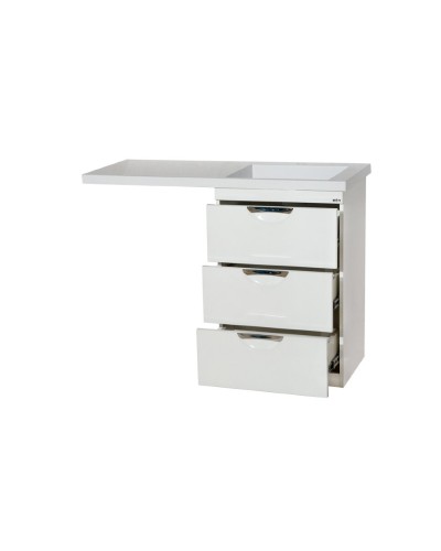 Куба - 50 Тумба 3 ящ. под стиральную машину белая эмаль  / раковина правая