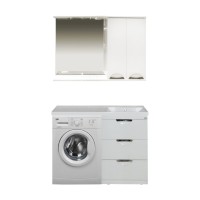 Куба - 50 Тумба 3 ящ. под стиральную машину белая эмаль  / раковина правая