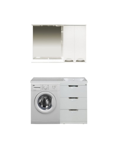 Куба - 50 Тумба 3 ящ. под стиральную машину белая эмаль  / раковина правая