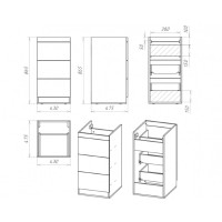 Куба - 50 Тумба 3 ящ. под стиральную машину белая эмаль  / раковина правая
