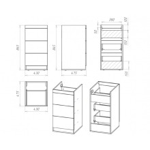 Куба - 50 Тумба 3 ящ. под стиральную машину белая эмаль  / раковина правая