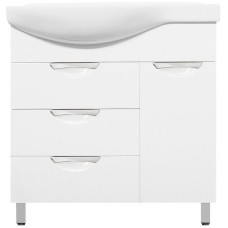 Тумба под раковину Style Line Жасмин 82 R ЛС-00000527 с бельевой корзиной Белая