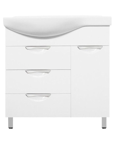 Тумба под раковину Style Line Жасмин 82 R ЛС-00000527 с бельевой корзиной Белая