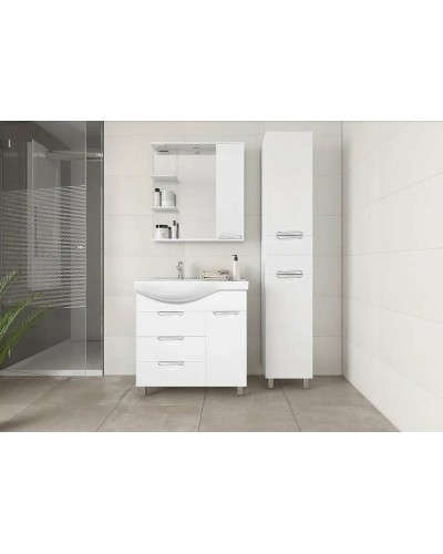 Тумба под раковину Style Line Жасмин 82 R ЛС-00000527 с бельевой корзиной Белая