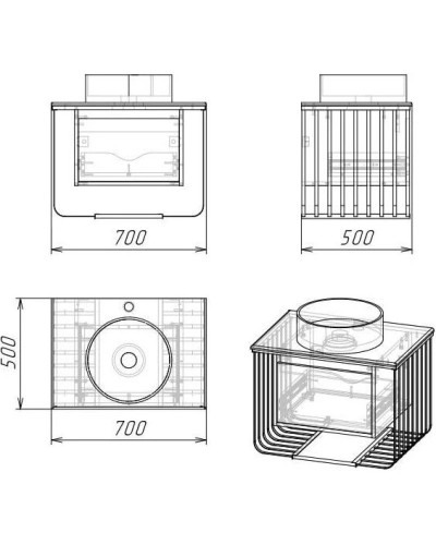 Тумба с раковиной дуб веллингтон/золотой 70 см Grossman Винтаж 107008 + GR-4040BW