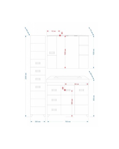 Селена -75 Тумба прямая с 3 ящ./ рак-на (компл.)