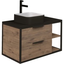 Тумба с раковиной дуб веллингтон/черный 90 см Grossman Лофт 109001 + GR4042BW