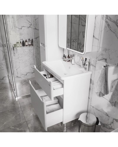 Тумба с раковиной белый глянец 70 см Grossman Адель 107005 + 4627173210232