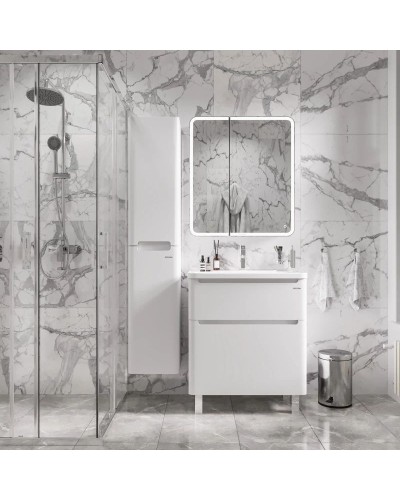 Тумба с раковиной белый глянец 70 см Grossman Адель 107005 + 4627173210232