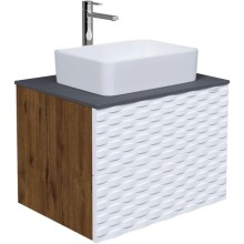 Тумба с раковиной дуб веллингтон/белый матовый 65 см Grossman Альба 106503 + GR-3016