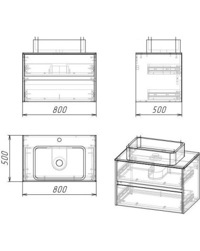 Тумба с раковиной светлый цемент 80 см Grossman Эдванс 108010 + GR-3020