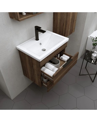 Тумба с раковиной темный дуб 71 см Grossman Форта 1070032 + 15840