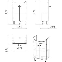 Тумба с раковиной белый глянец 51 см Grossman Крит-Эко 105005 + 659