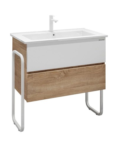 Тумба с раковиной дуб сонома/белый 87 см Grossman Солис 108502 + Y18298