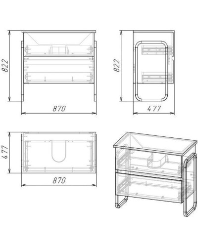 Тумба с раковиной дуб сонома/белый 87 см Grossman Солис 108502 + Y18298