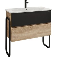 Тумба с раковиной дуб сонома/черный 87 см Grossman Солис 108501 + Y18298