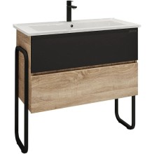 Тумба с раковиной дуб сонома/черный 87 см Grossman Солис 108501 + Y18298