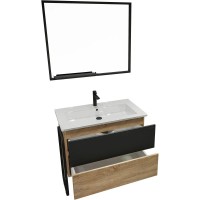 Тумба с раковиной дуб сонома/черный 87 см Grossman Солис 108501 + Y18298